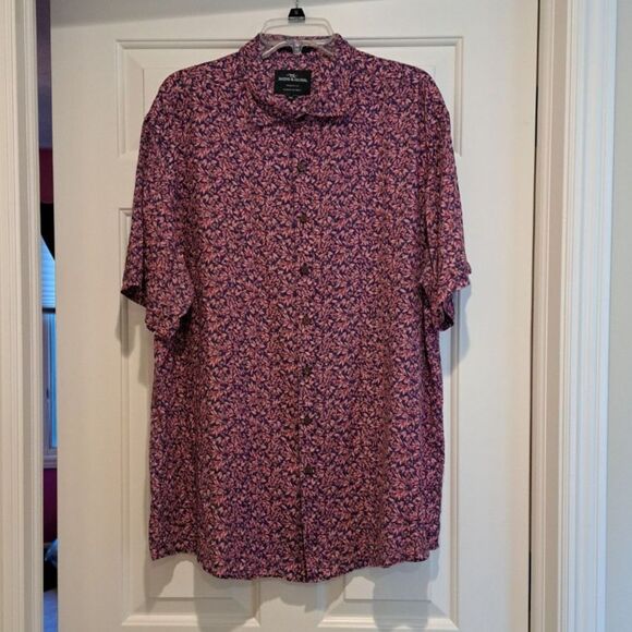 Rodd & Gunn Polo Shirt Men's Size 2XL Pink & Purple Floral Linen Button Up - Picture 1 of 10